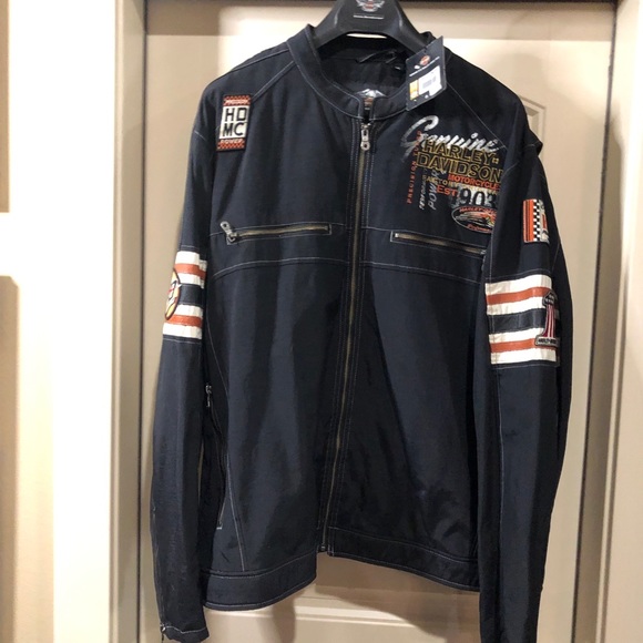 Harley-Davidson Black Jacket with Orange and White Accents